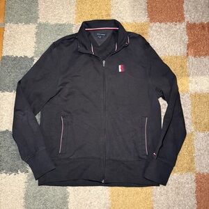 Tommy Hilfiger Black Jacket with Red and White Trim
